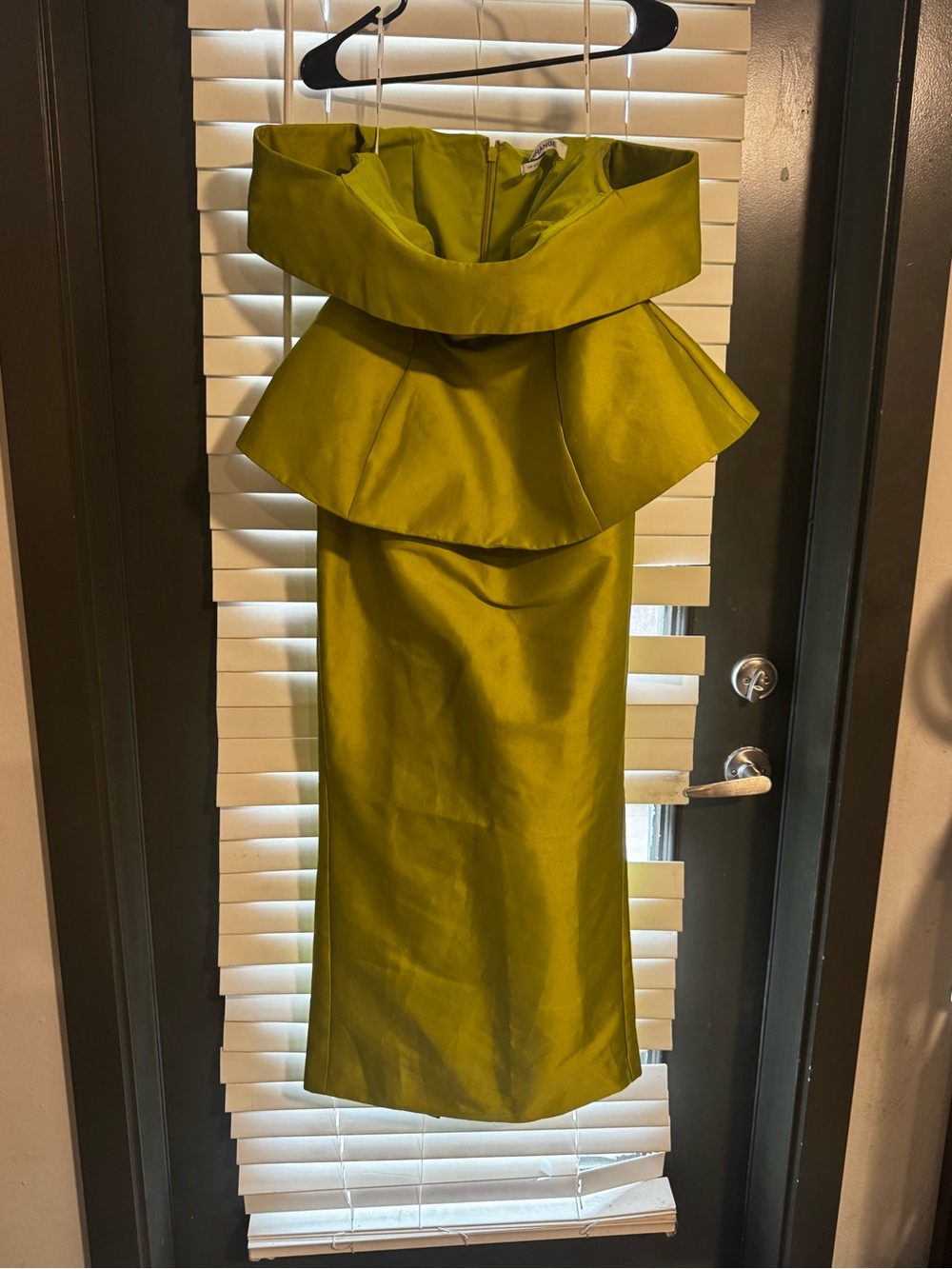 Olive Green Off-Shoulder Peplum Midi Dress